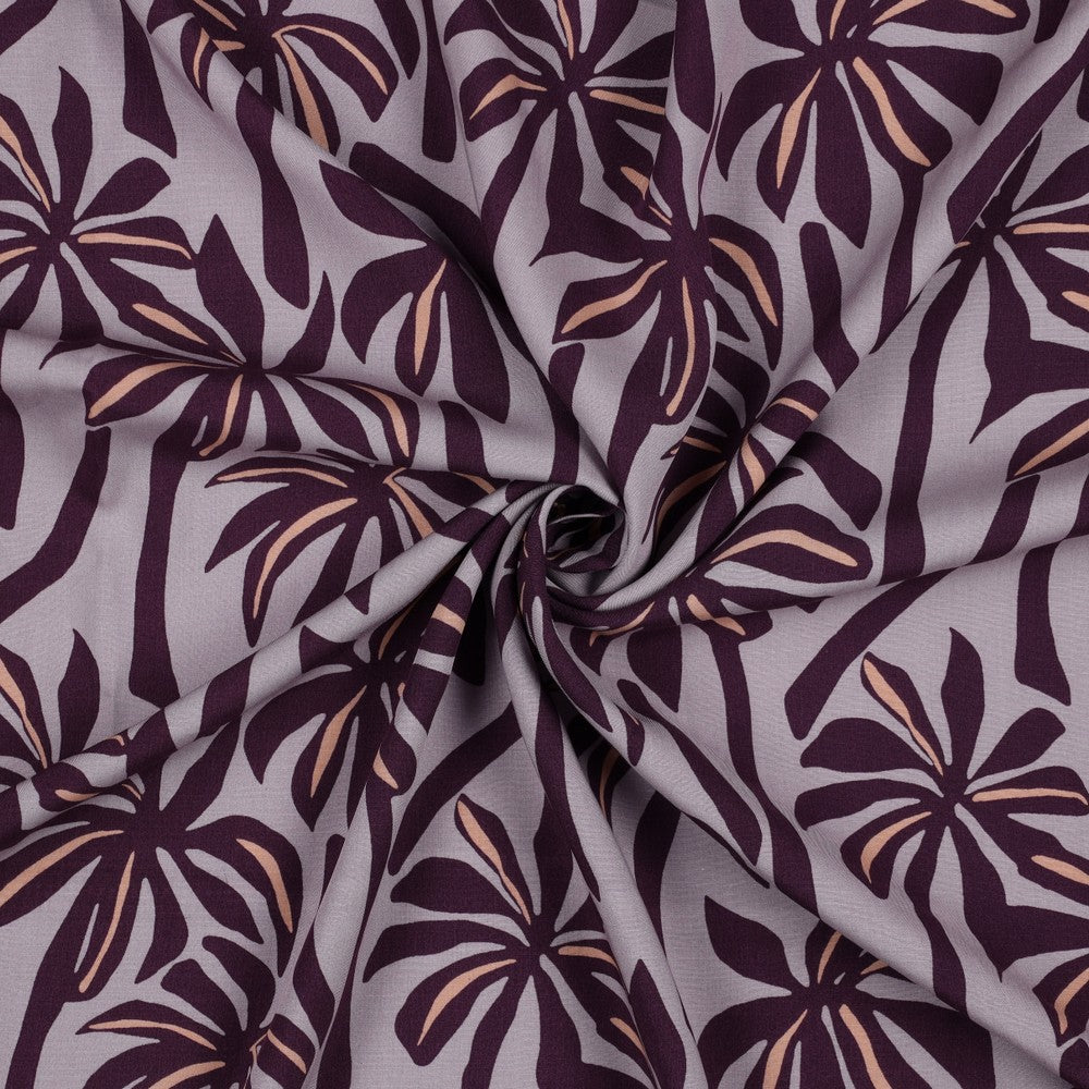 Viskose Popeline Radiance Palm Trees Purple