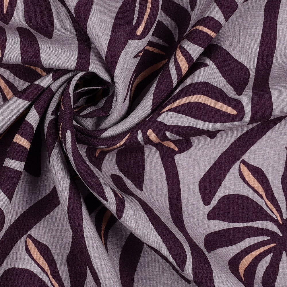 Viskose Popeline Radiance Palm Trees Purple