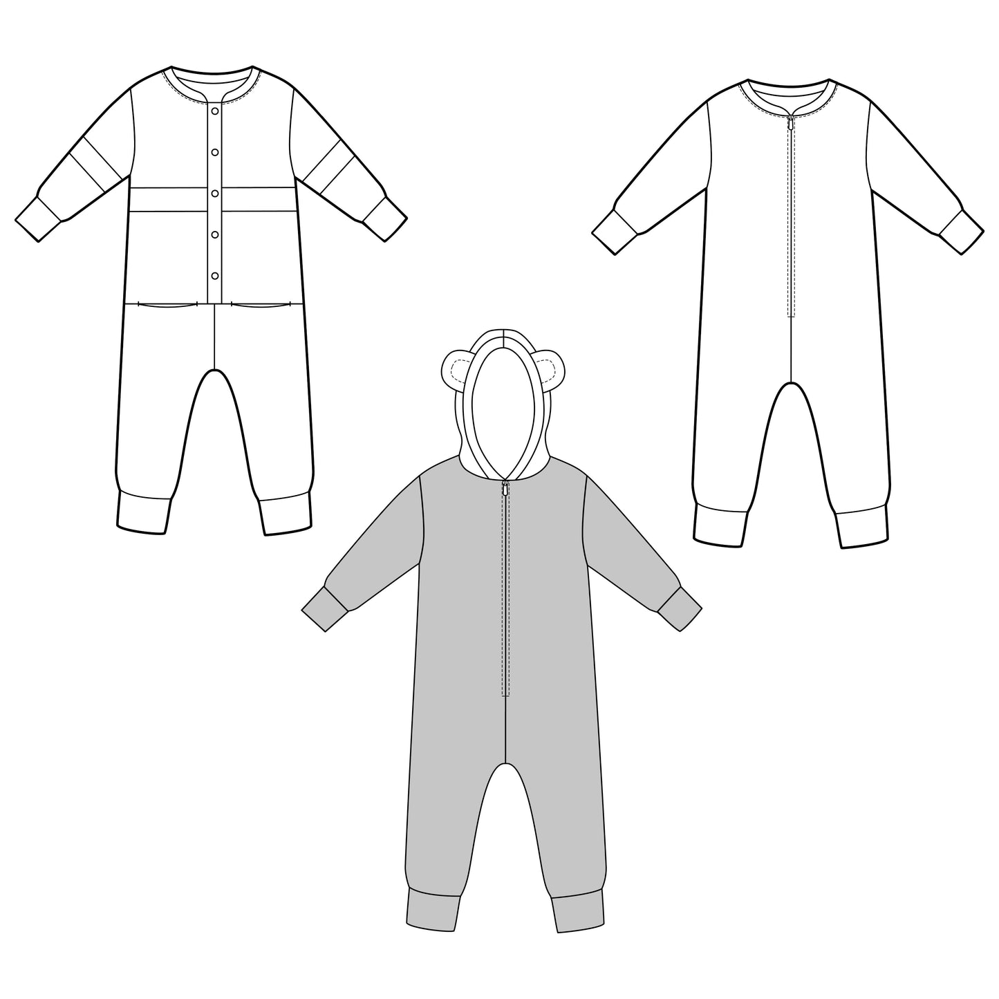 Set Kinder Jumpsuit MIMPI mit Kapuze