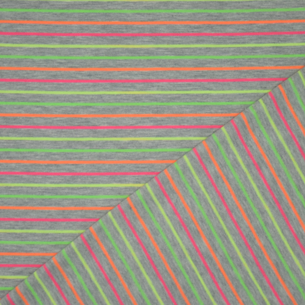 Baumwolljersey Streifen - neon grau meliert