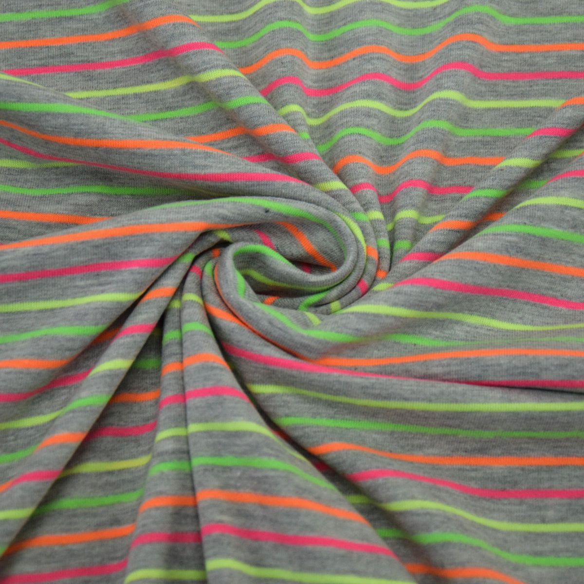 Baumwolljersey Streifen - neon grau meliert
