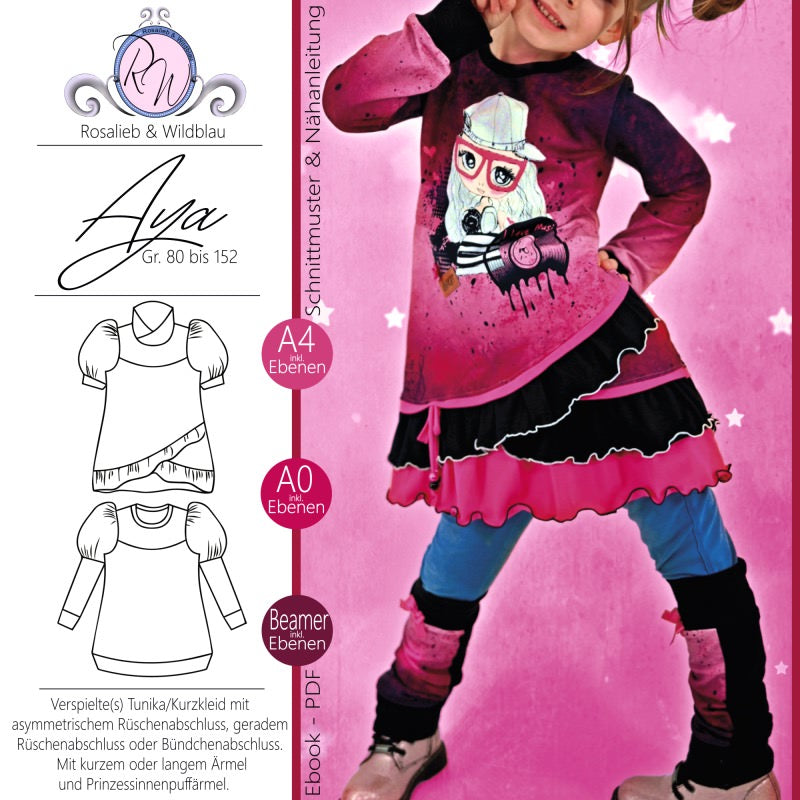 Kinder Kurzkleid Tunika Longhoodie AYA
