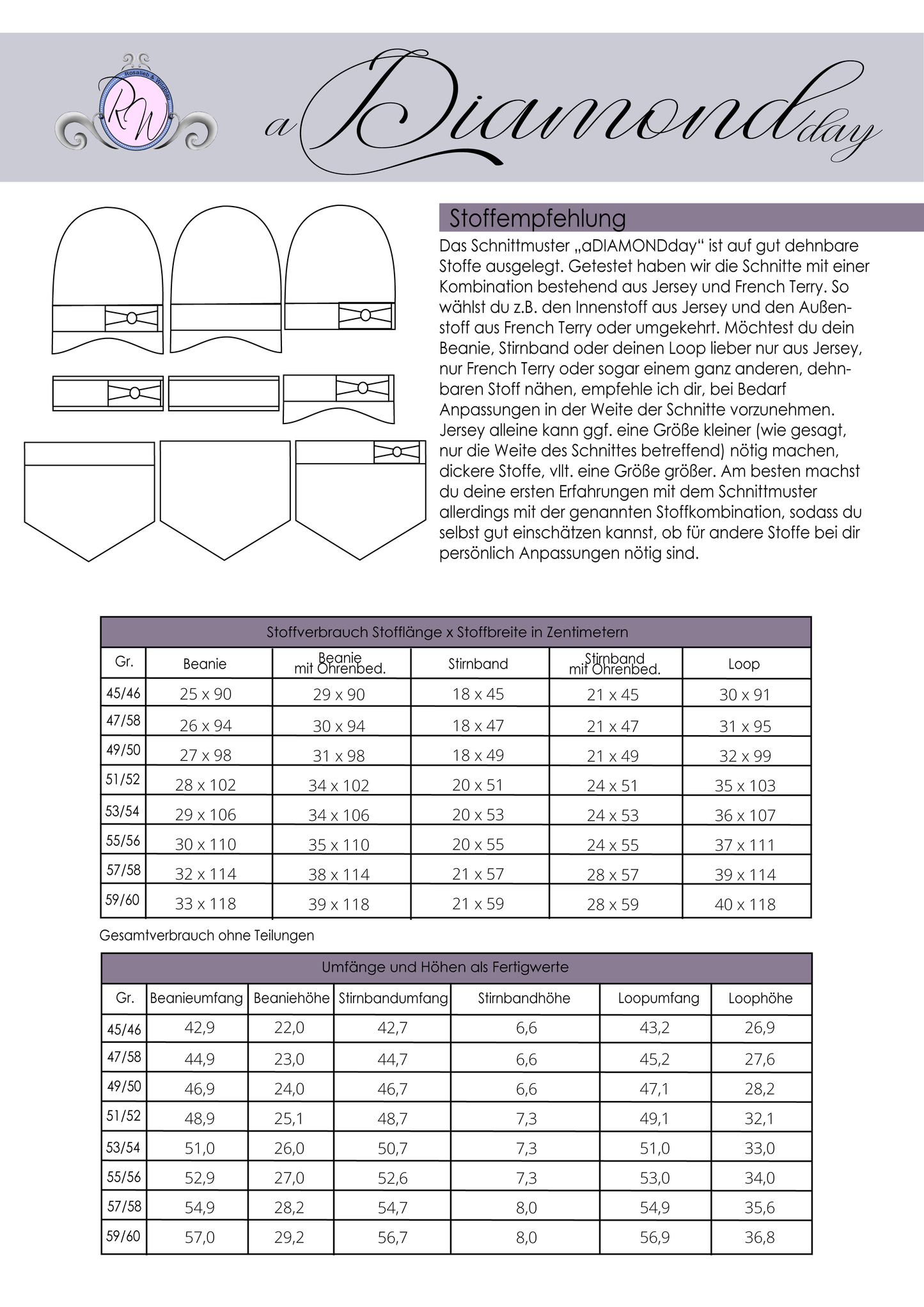 Set Beanie Stirnband Loop-Schal aDIAMONDday