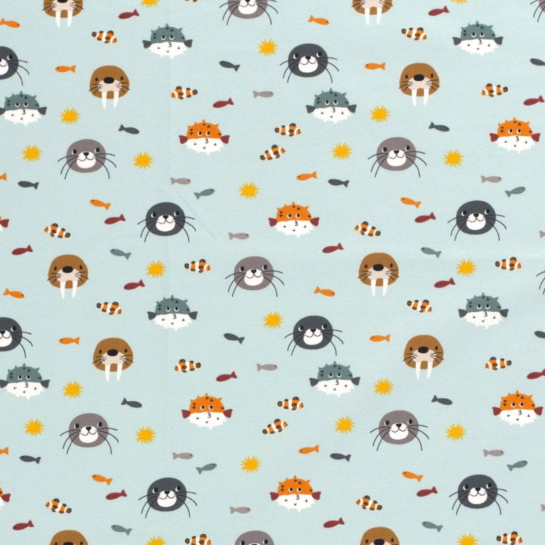 Cotton Jersey Fish and Seals