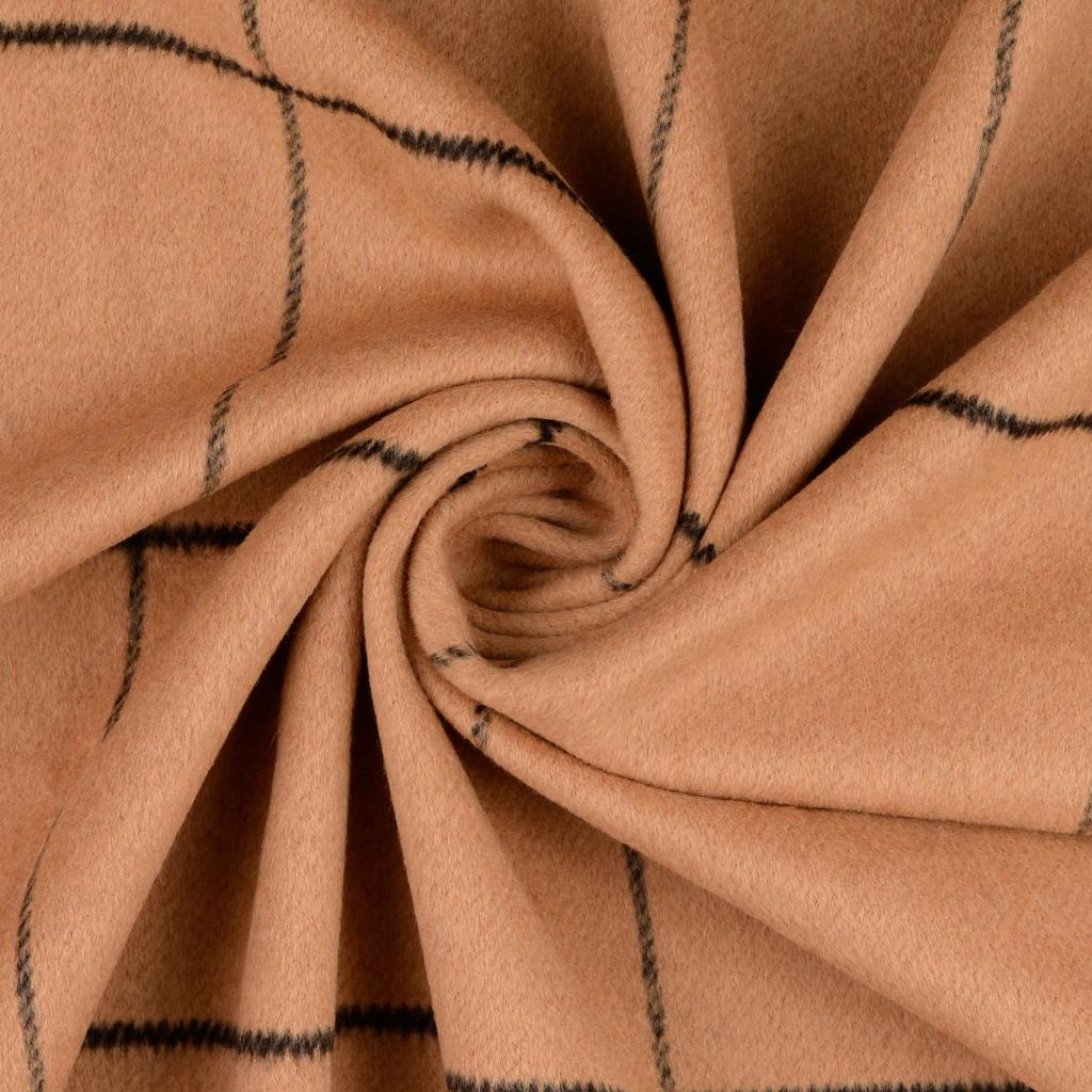 Coat fleece check - caramel