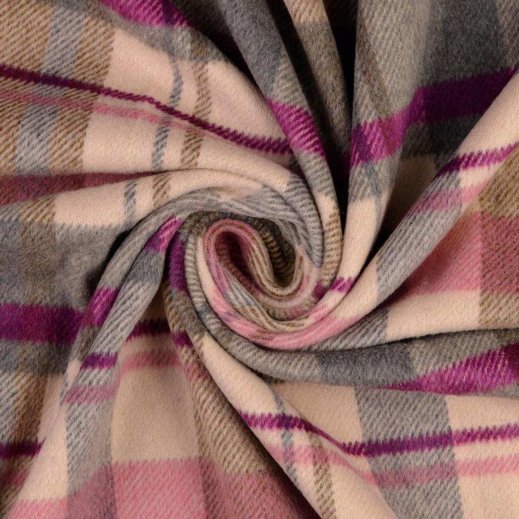 Coat fleece check - beige pink
