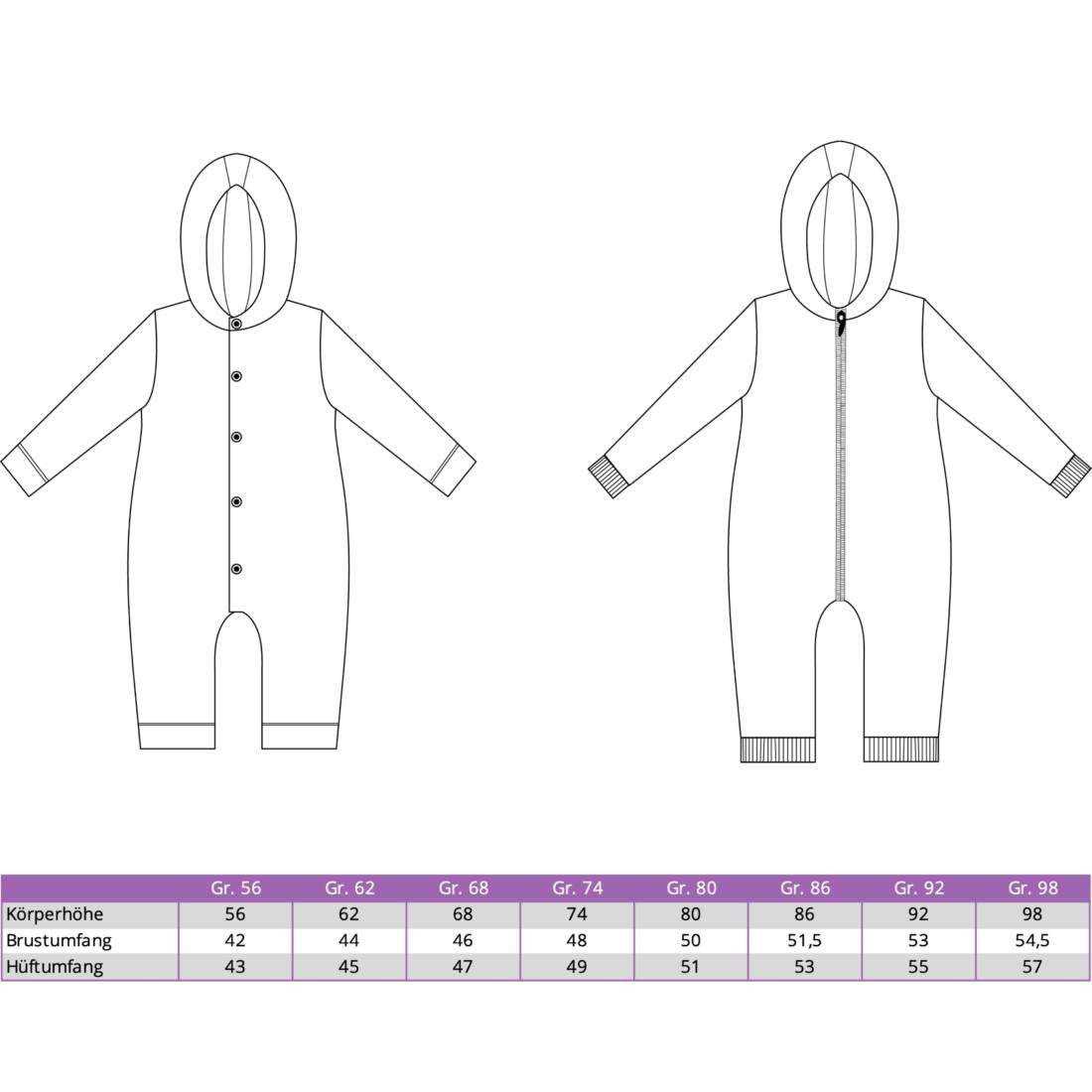 Baby Einteiler PADAN (Papierschnittmuster)