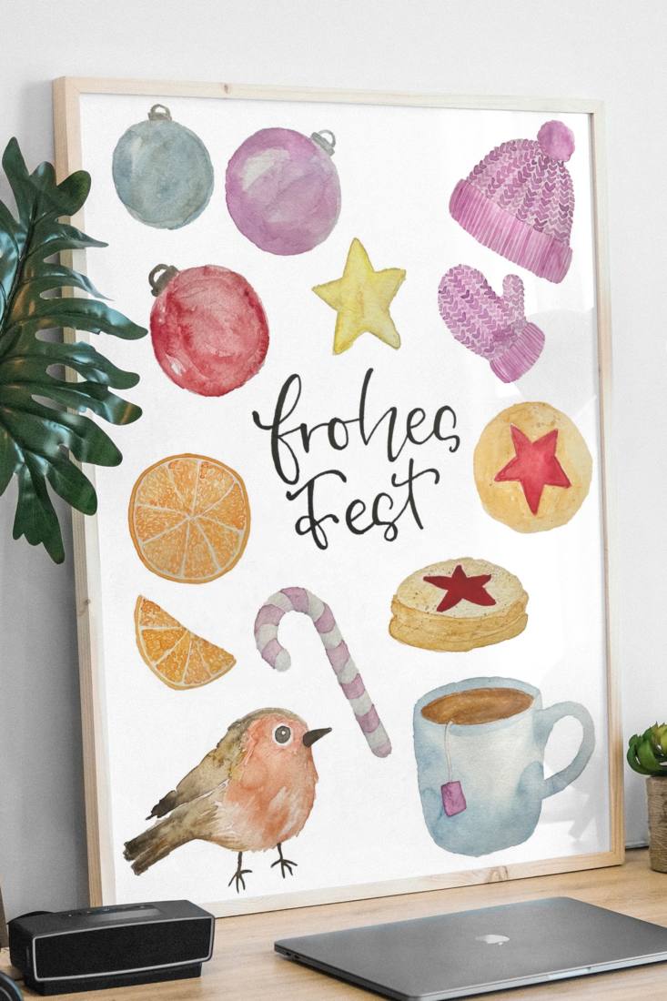 Set: Plotter files + Printables Merry Christmas Watercolor