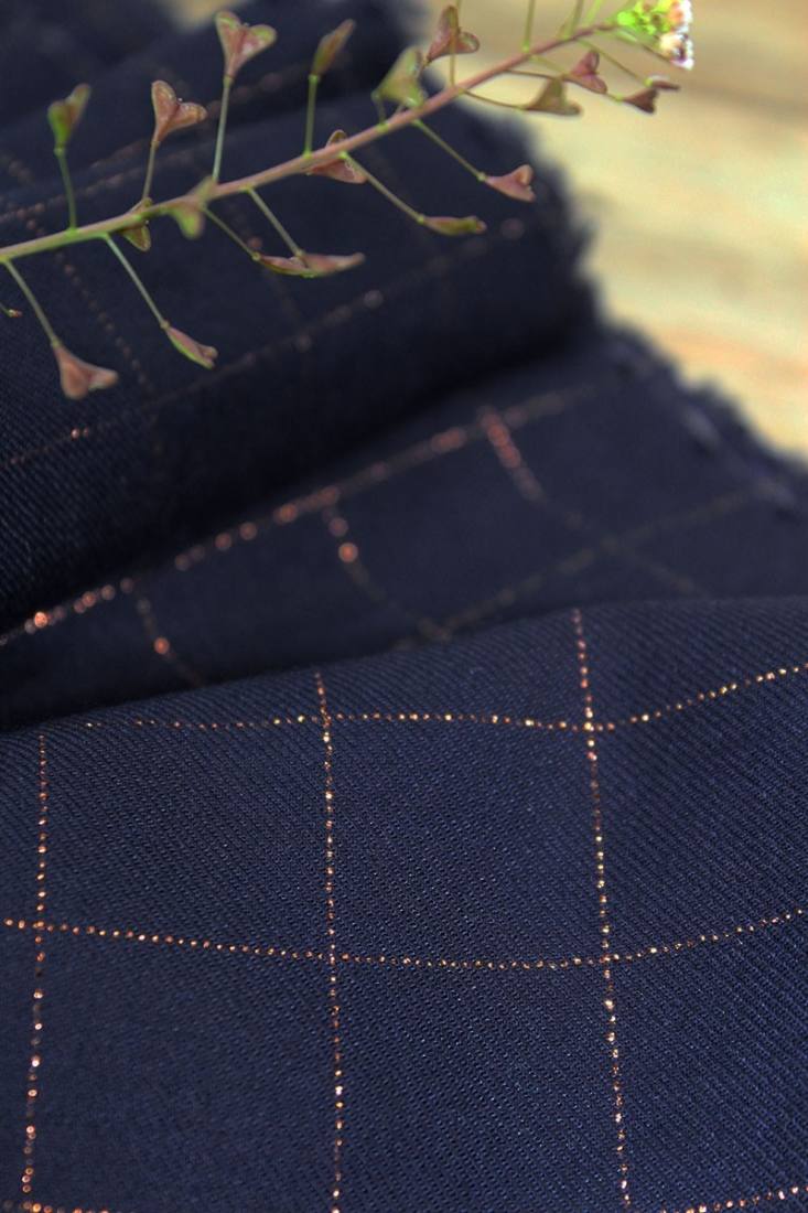 tissu-serge-carreaux-marine-lurex-cuivre3