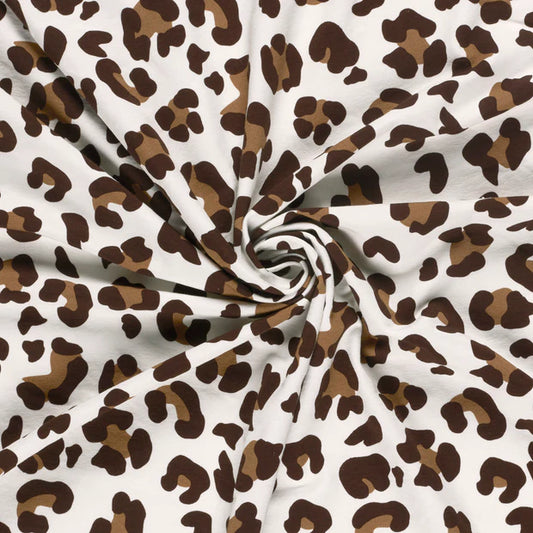 French Terry Leopard Wollweiss