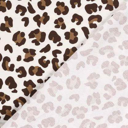 French Terry Leopard Wollweiss