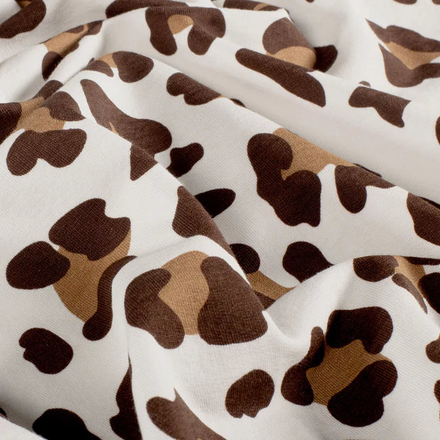 French Terry Leopard Wollweiss