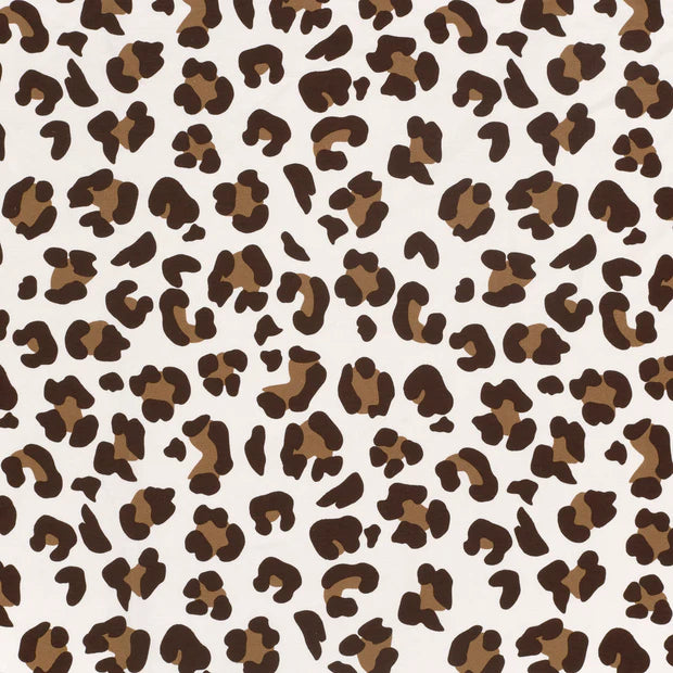 French Terry Leopard Wollweiss