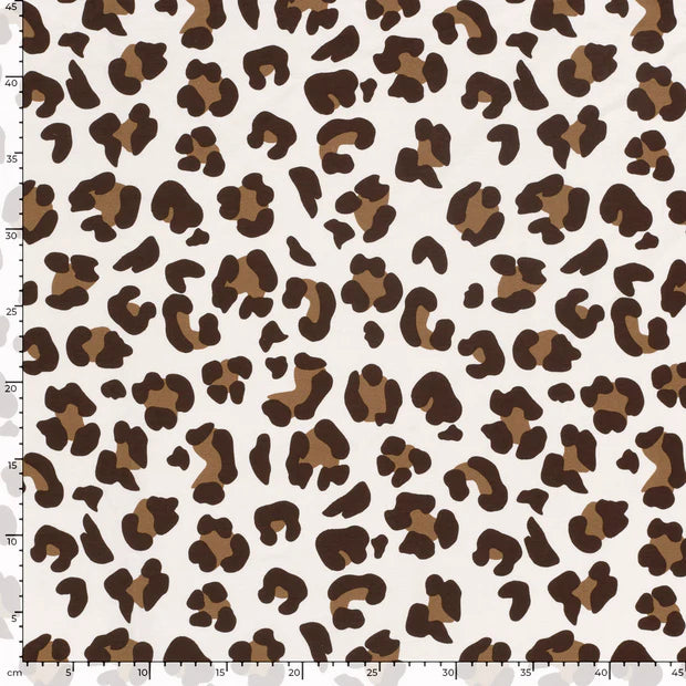 French Terry Leopard Wollweiss