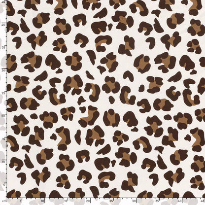 French Terry Leopard Wollweiss