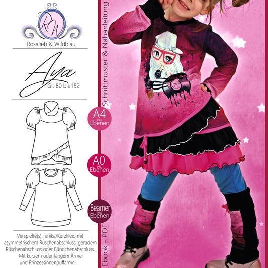 Kinder Kurzkleid Tunika Longhoodie AYA